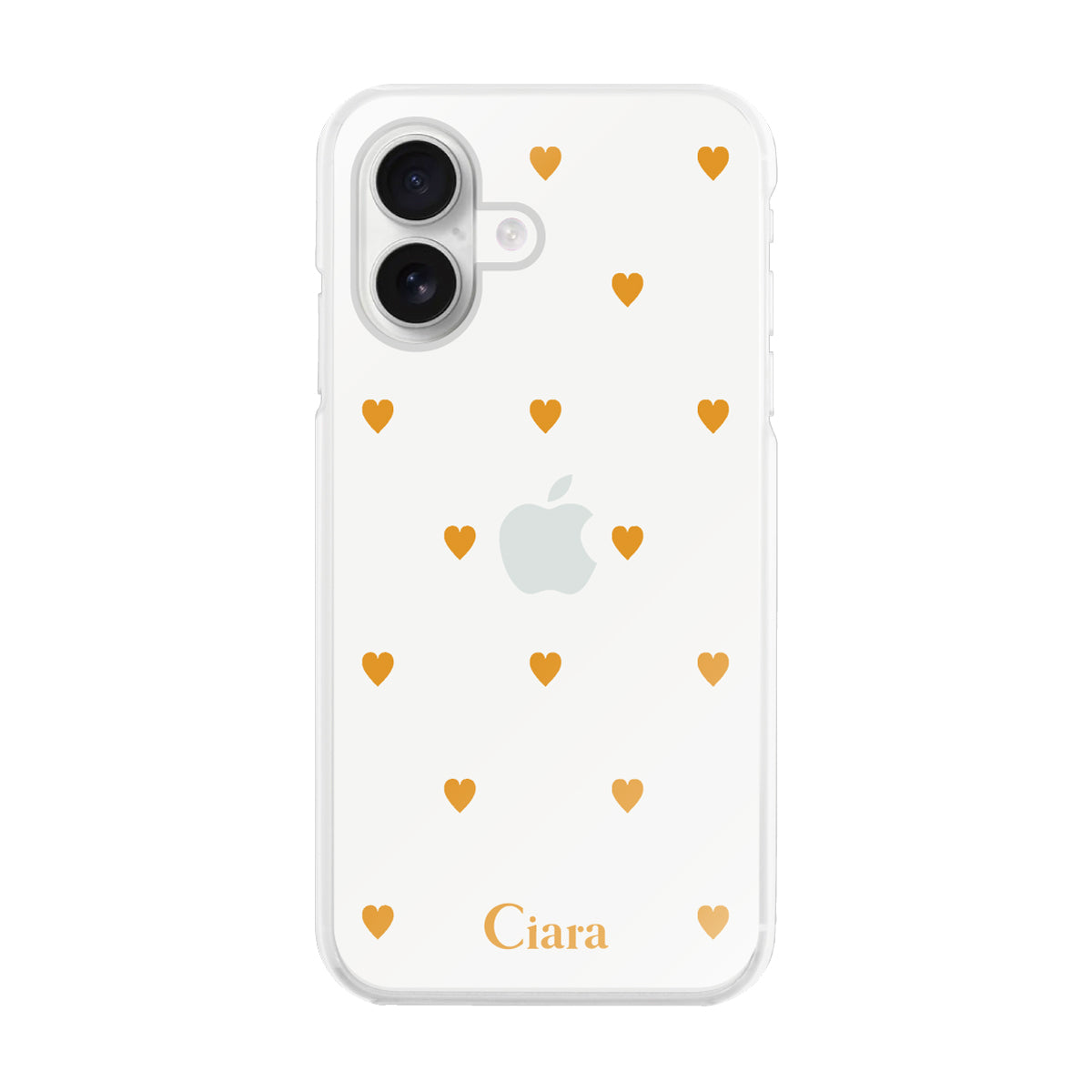 iPhone16 ハイブリッド クリアケース カラーハート オレンジ