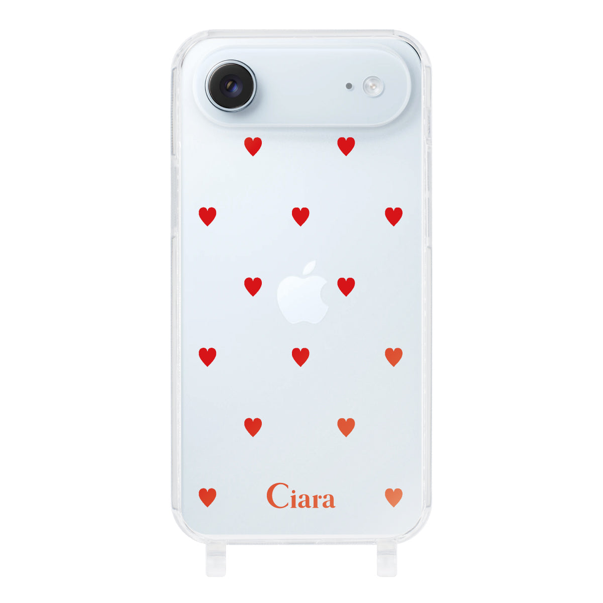 iPhoneAir ストラップクリアケース カラーハート レッド