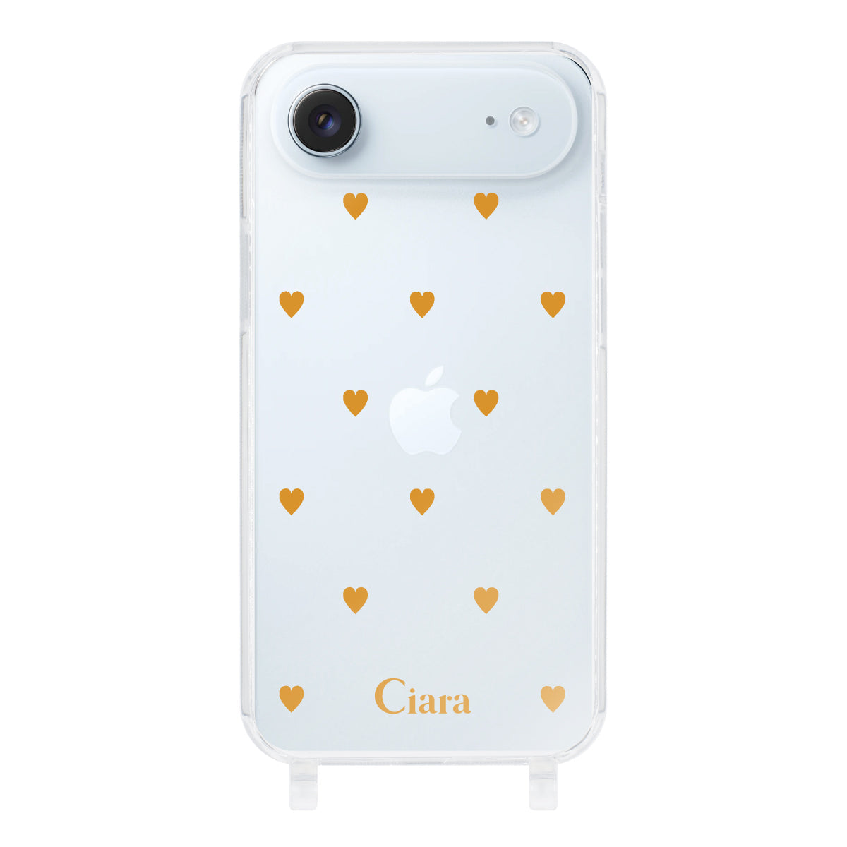 iPhoneAir ストラップクリアケース カラーハート オレンジ
