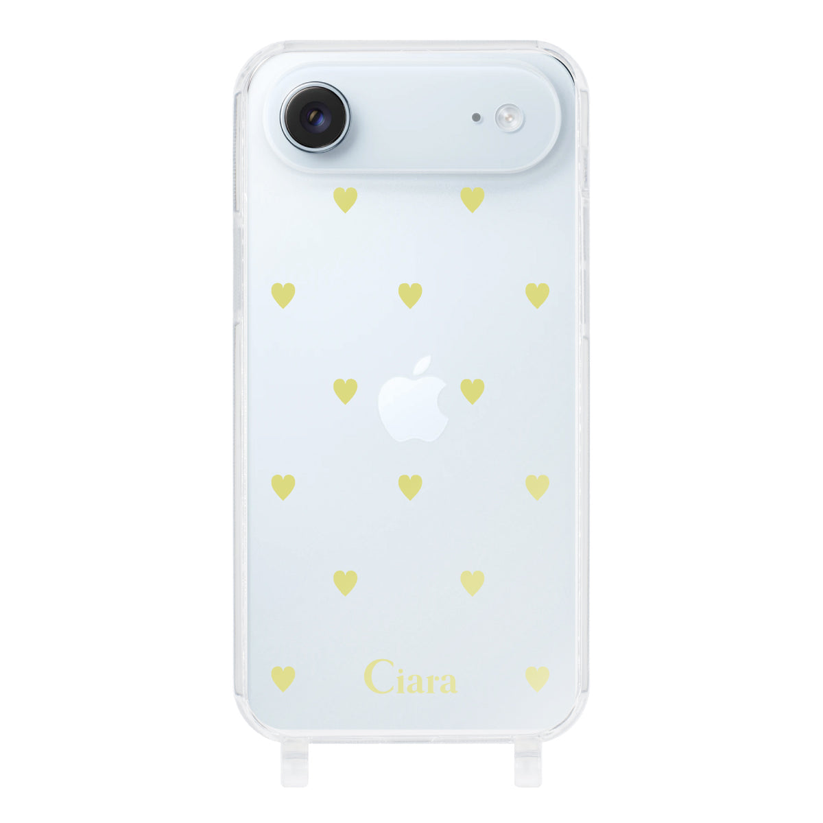 iPhoneAir ストラップクリアケース カラーハート イエロー
