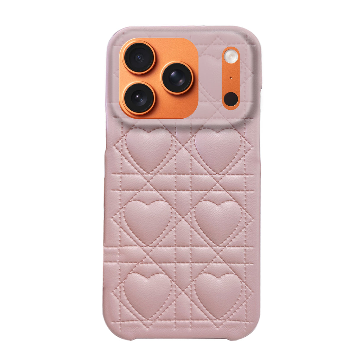 iPhone17ProMax ハートキルティングPU レザーケース プティ ピンク