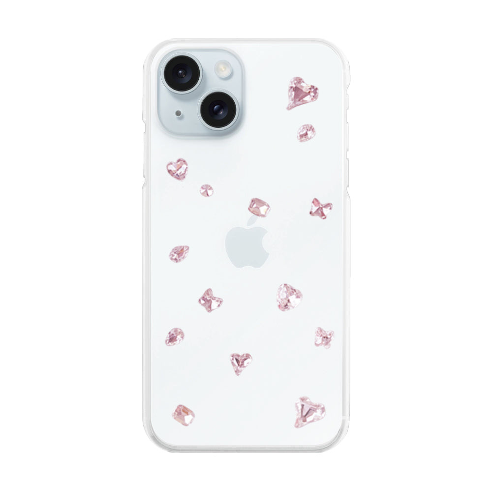 iPhone15Plus ビジューTPUクリア プティ ピンク