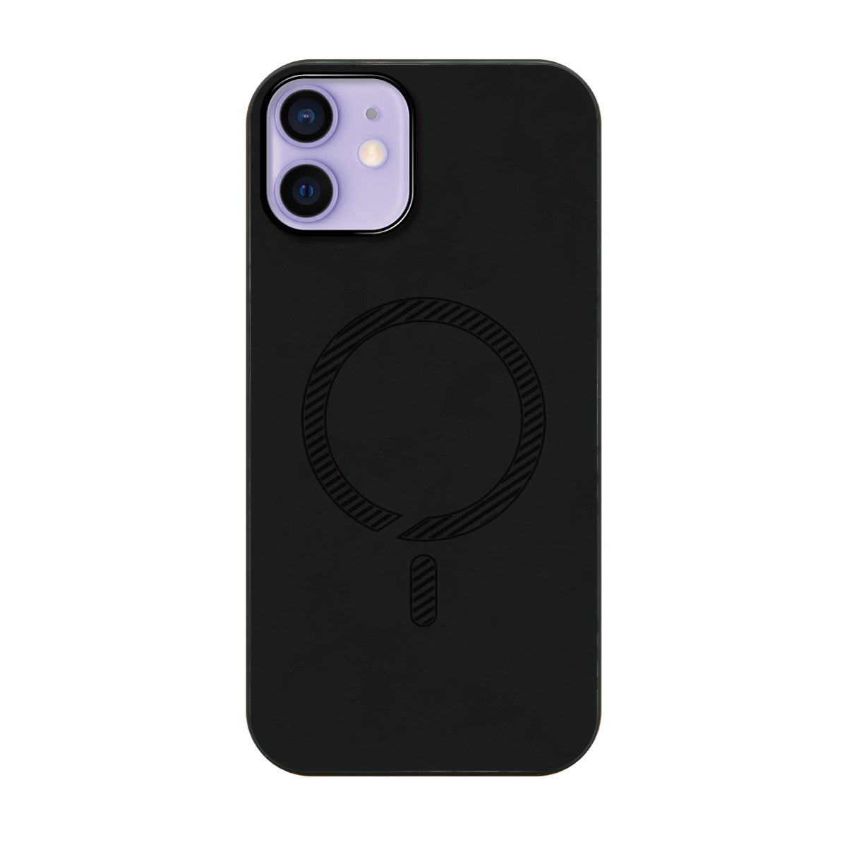 iPhone12/12Proケース PUレザーハイブリッド レザーmagsafeケース プティ ブラック