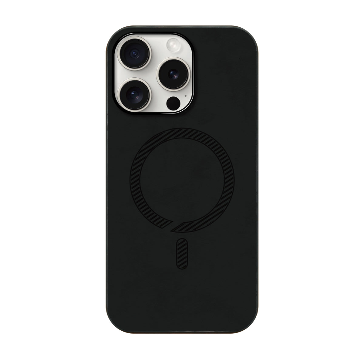 iPhone15ProMaxケース PUレザーハイブリッド レザーmagsafeケース プティ ブラック