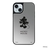 iPhone15Plus/14Plusケース ミラーバンパー ミラー付きケース シルエットミッキーマウス シルバー