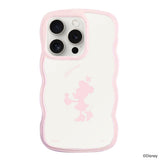 iPhone15ProMaxケース ウェーブフレーム クリアケース シルエットミニーマウス ピンク