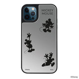 iPhone12ProMaxケース ミラーバンパー ミラー付きケース シルエット3ミッキーマウス シルバー