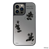 iPhone13Proケース ミラーバンパー ミラー付きケース シルエット3ミッキーマウス シルバー