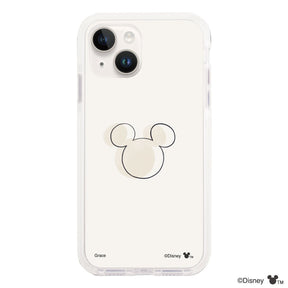iPhone14/13 クッションバンパー 耐衝撃クリアケース ラインミッキーマウス クリア