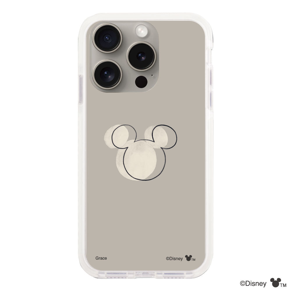 iPhone15Pro クッションバンパー 耐衝撃クリアケース ラインミッキーマウス クリア
