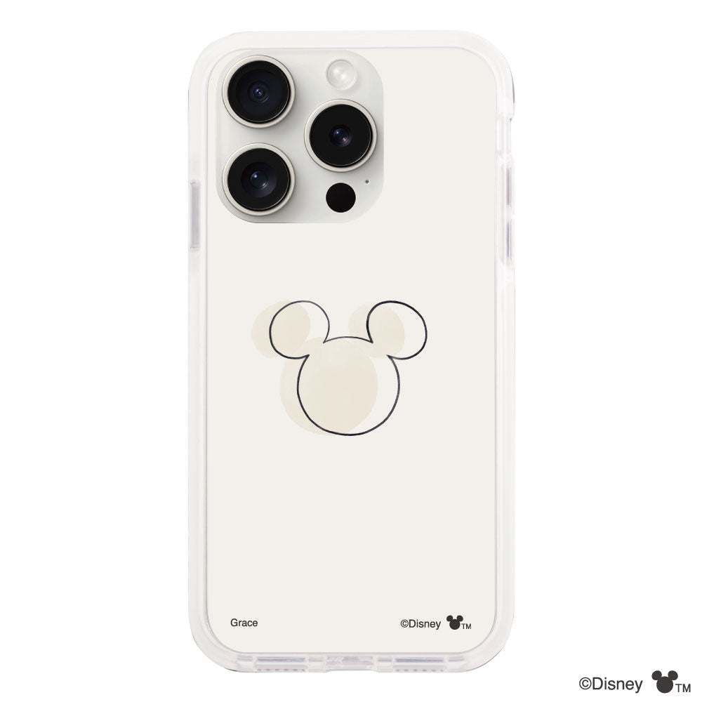 iPhone15ProMax クッションバンパー 耐衝撃クリアケース ラインミッキーマウス クリア