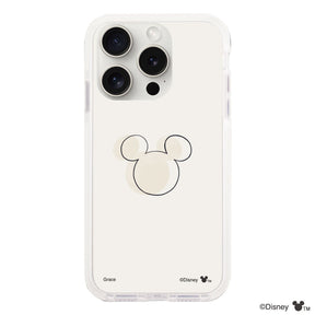 iPhone15ProMax クッションバンパー 耐衝撃クリアケース ラインミッキーマウス クリア