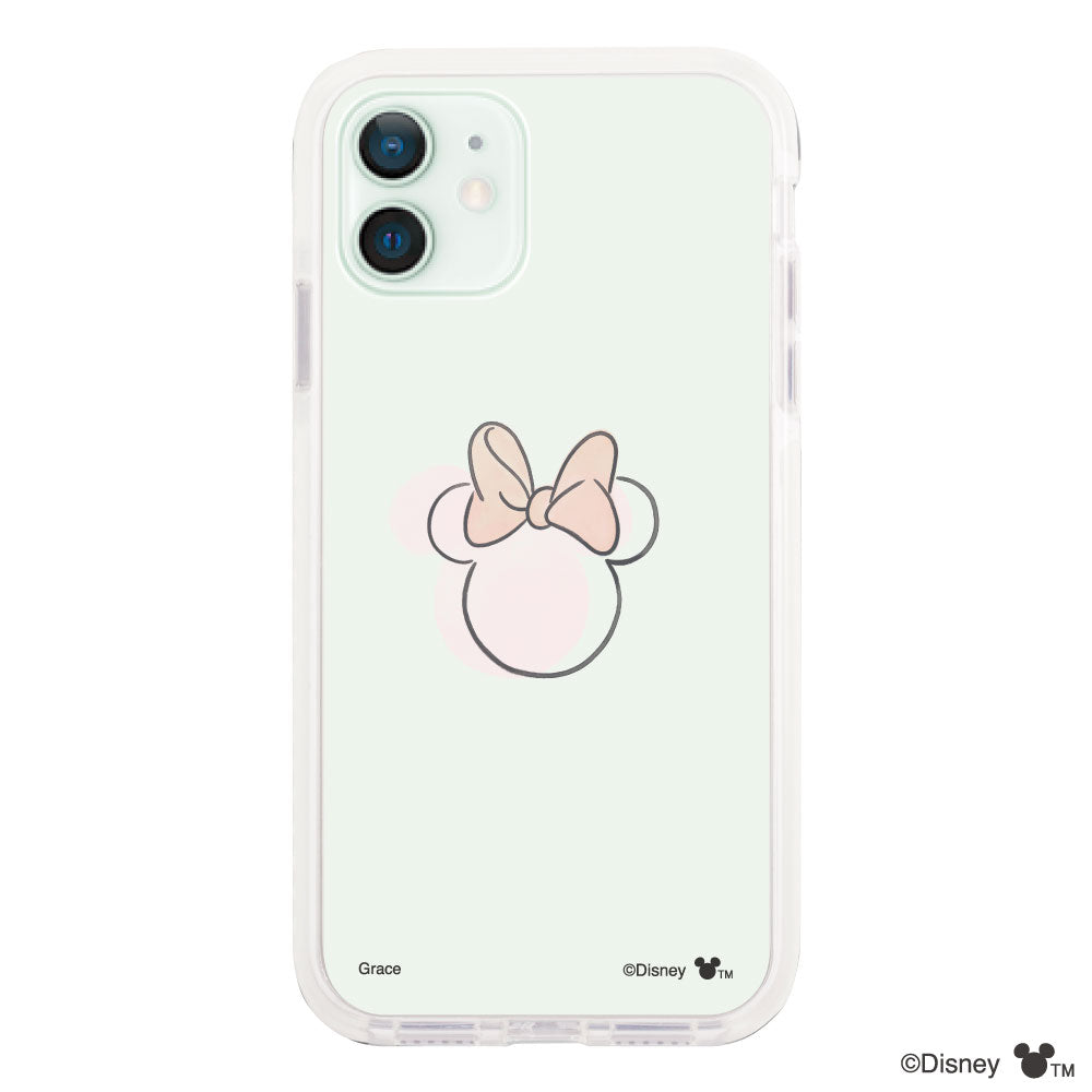 iPhone12mini クッションバンパー 耐衝撃クリアケース ラインミニーマウス クリア