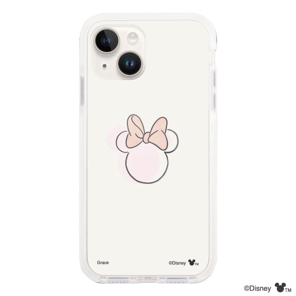 iPhone14/13 クッションバンパー 耐衝撃クリアケース ラインミニーマウス クリア