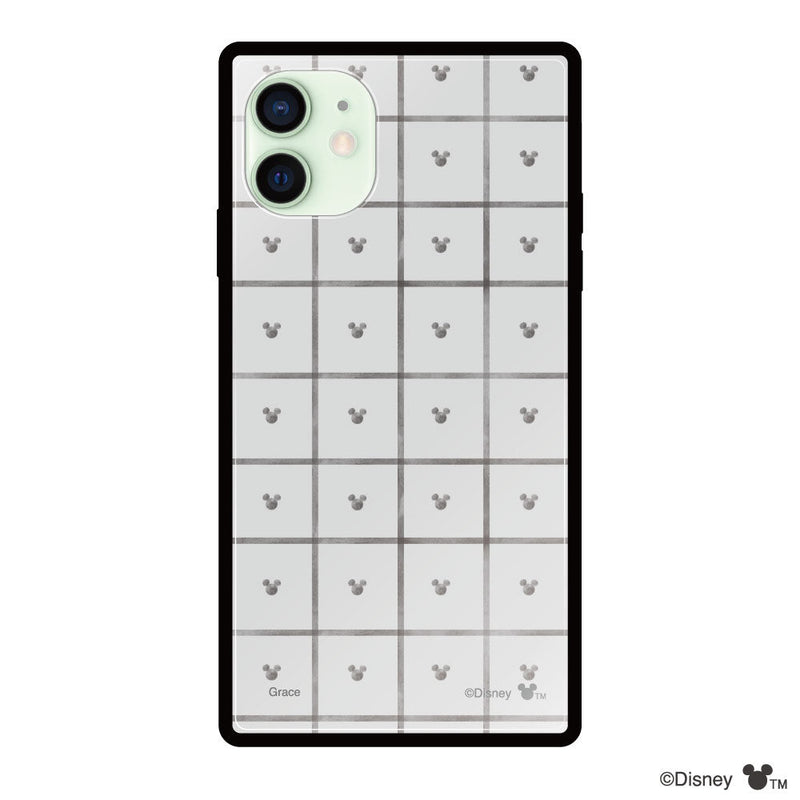 iPhoneケース スクエア 強化ガラスケース ＜ミッキーマウス（スクエアパターン）＞