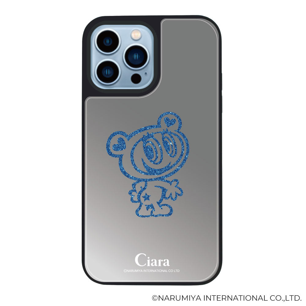 iPhone13ProMax ミラーバンパー ミラー付きケース エンジェルブルー グリッター シルバー