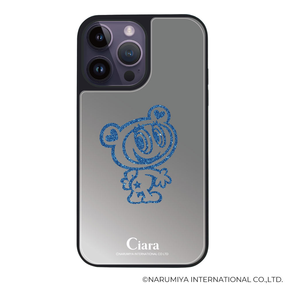 iPhoneケース ミラーバンパー ミラー付きケース エンジェルブルー ナカムラくん ハナちゃん グリッターシルエットライン