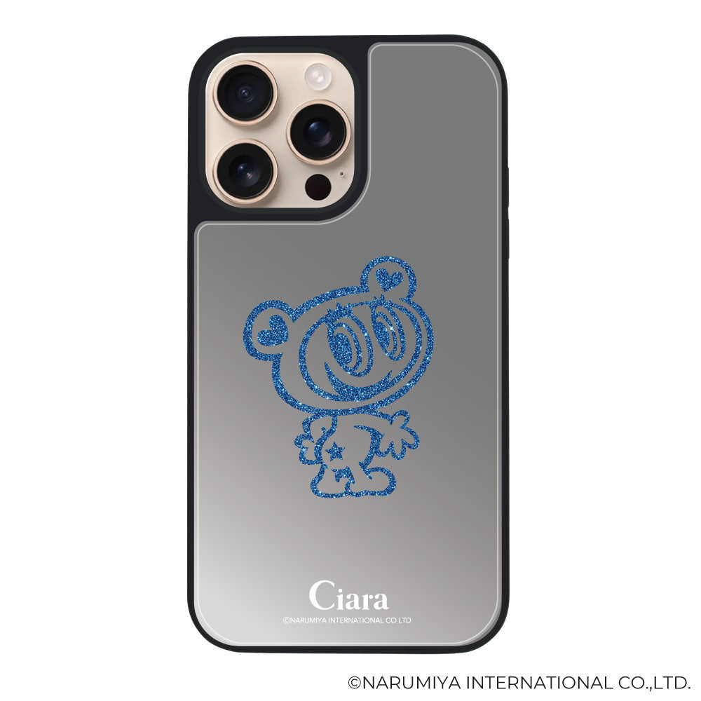 iPhone16Pro ミラーバンパー ミラー付きケース エンジェルブルー グリッター シルバー