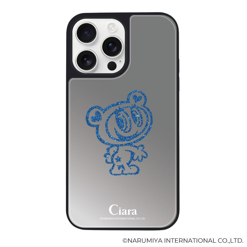 iPhone16ProMax ミラーバンパー ミラー付きケース エンジェルブルー グリッター シルバー