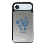 iPhoneAir ミラーバンパー ミラー付きケース エンジェルブルー グリッター シルバー