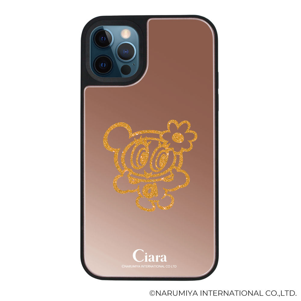 iPhone12ProMax ミラーバンパー ミラー付きケース エンジェルブルー グリッター ローズゴールド