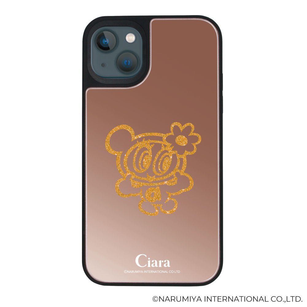 iPhone13mini ミラーバンパー ミラー付きケース エンジェルブルー グリッター ローズゴールド