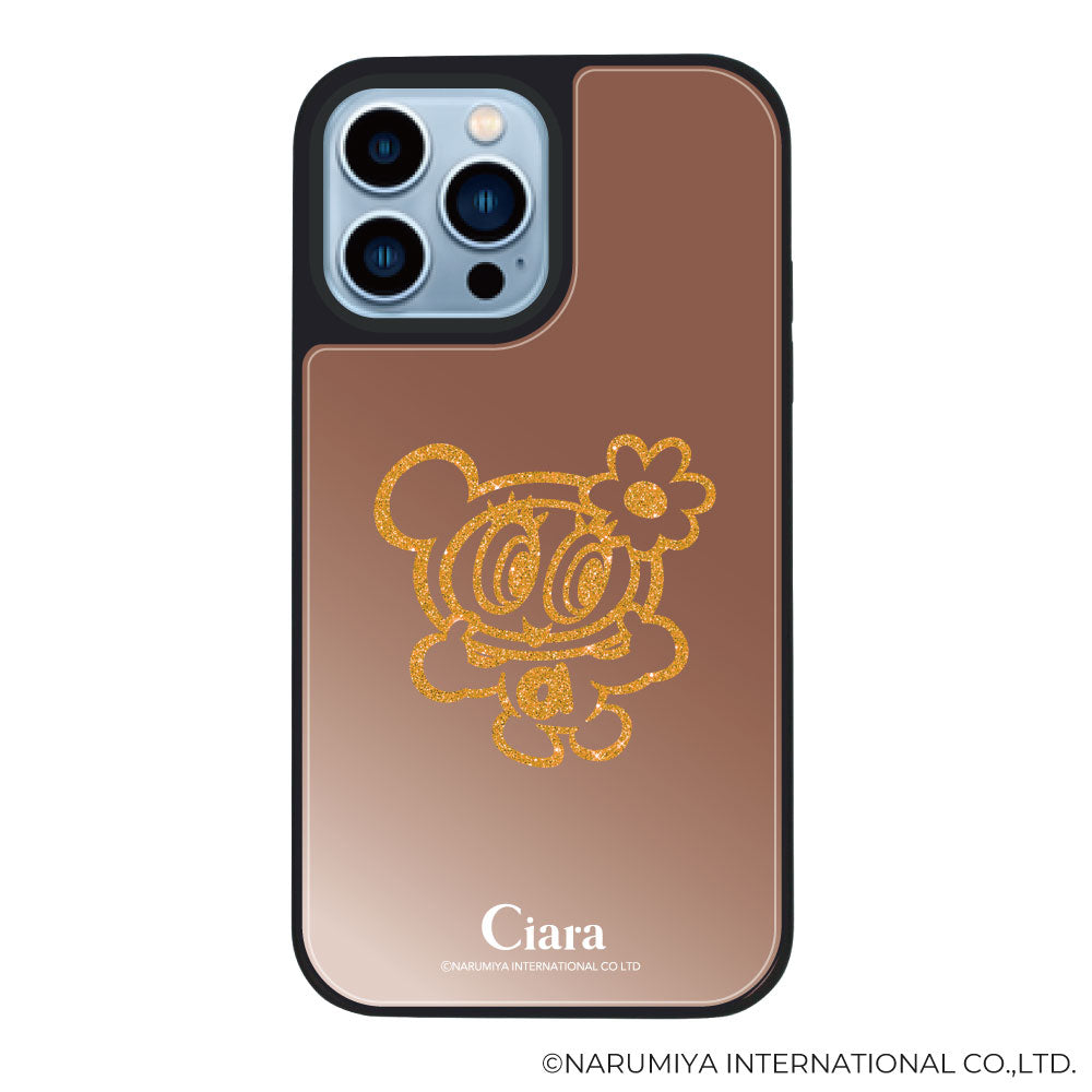 iPhone13ProMax ミラーバンパー ミラー付きケース エンジェルブルー グリッター ローズゴールド