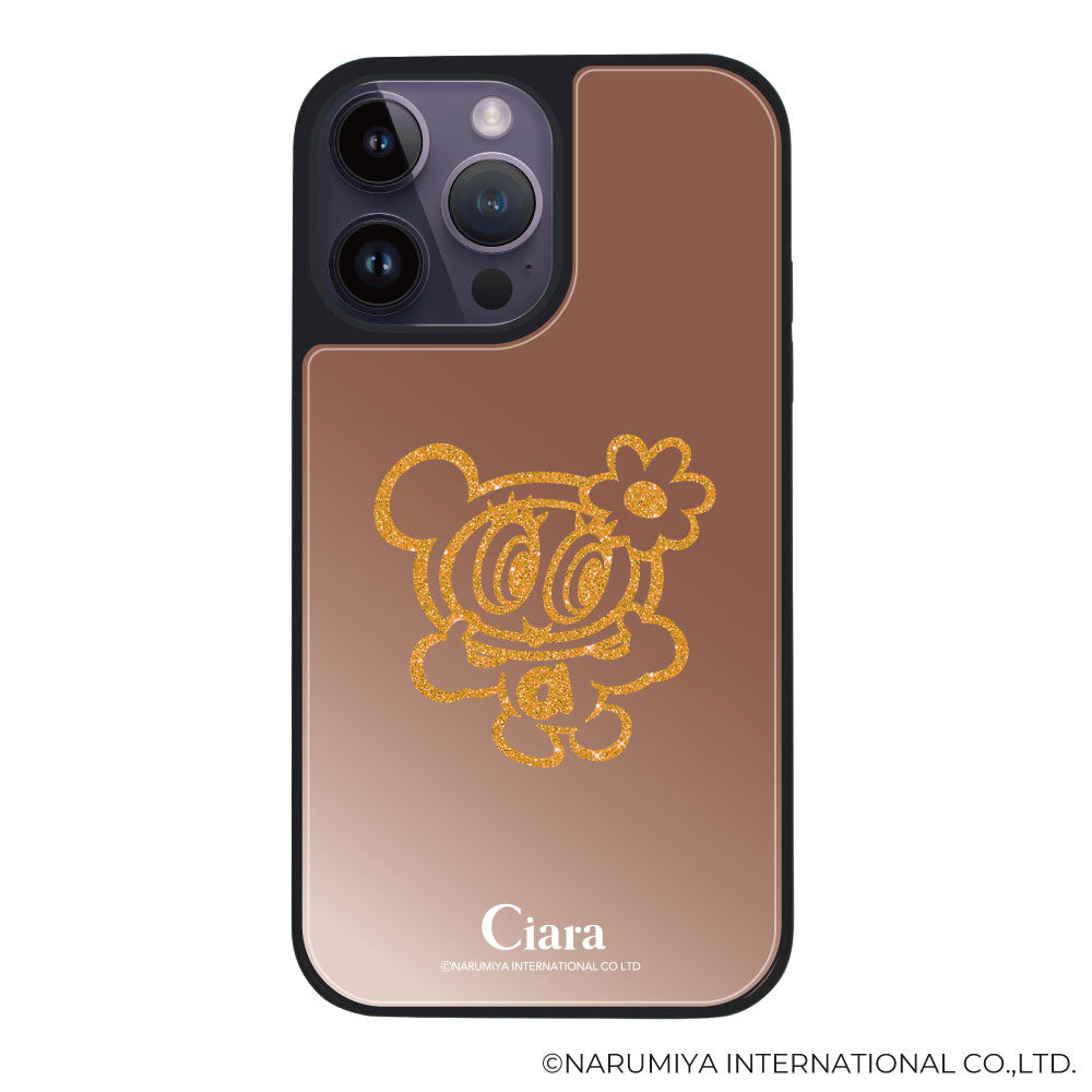iPhone14ProMax ミラーバンパー ミラー付きケース エンジェルブルー グリッター ローズゴールド