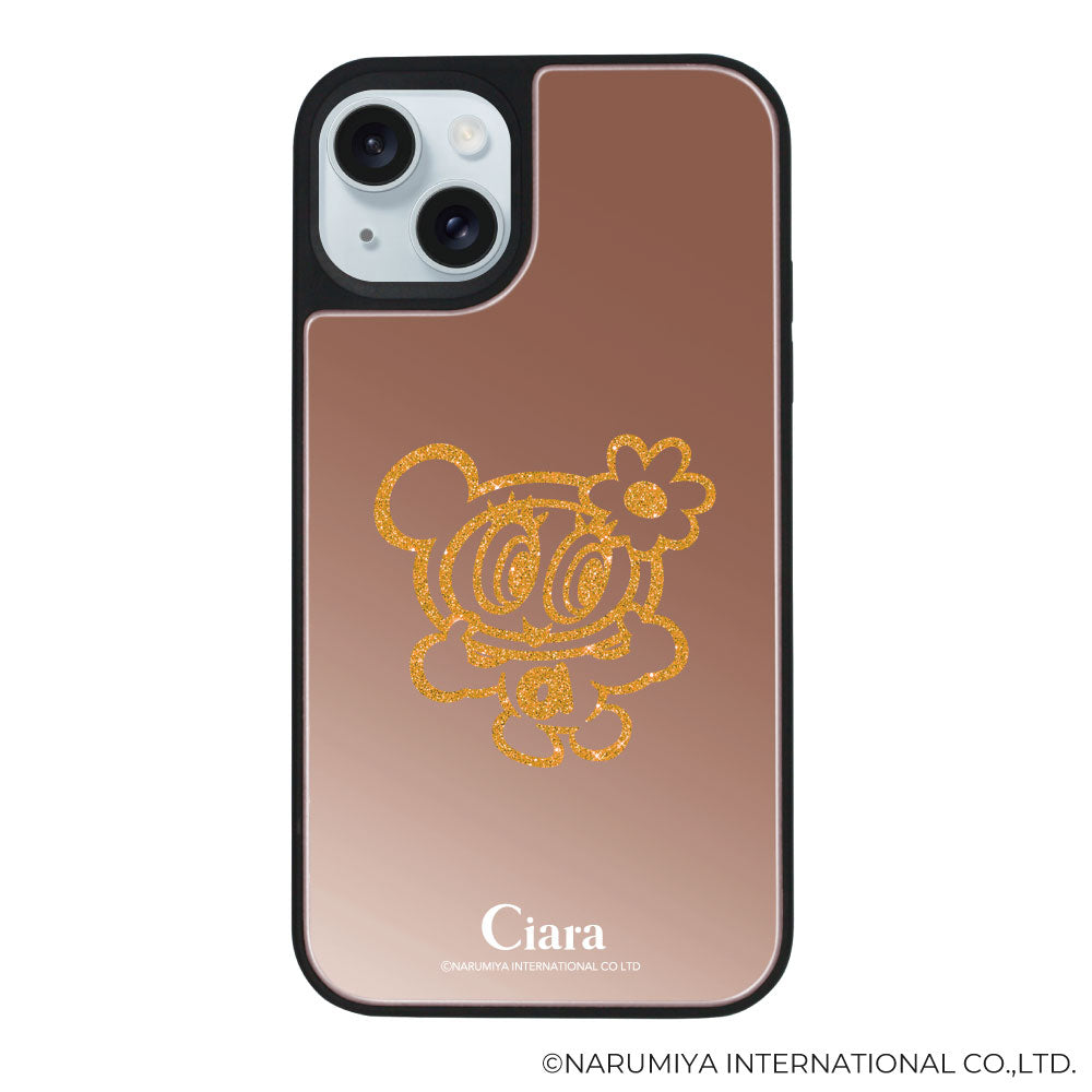 iPhone15Plus/14Plus ミラーバンパー ミラー付きケース エンジェルブルー グリッター ローズゴールド