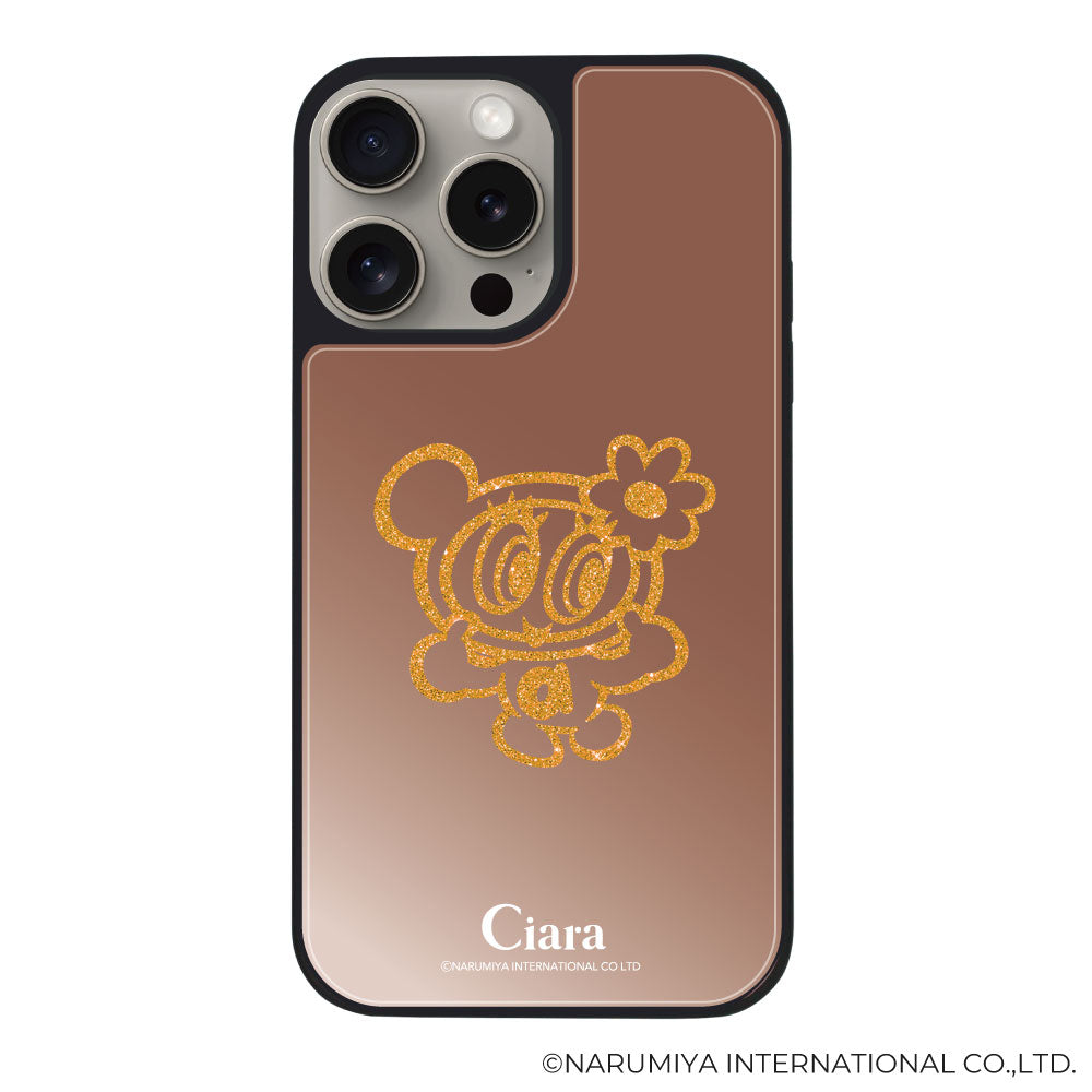 iPhone15Pro ミラーバンパー ミラー付きケース エンジェルブルー グリッター ローズゴールド