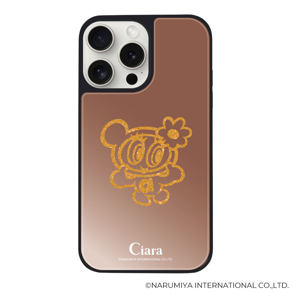 iPhone15ProMax ミラーバンパー ミラー付きケース エンジェルブルー グリッター ローズゴールド