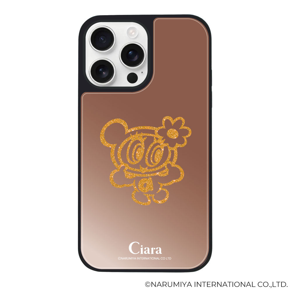 iPhone16ProMax ミラーバンパー ミラー付きケース エンジェルブルー グリッター ローズゴールド
