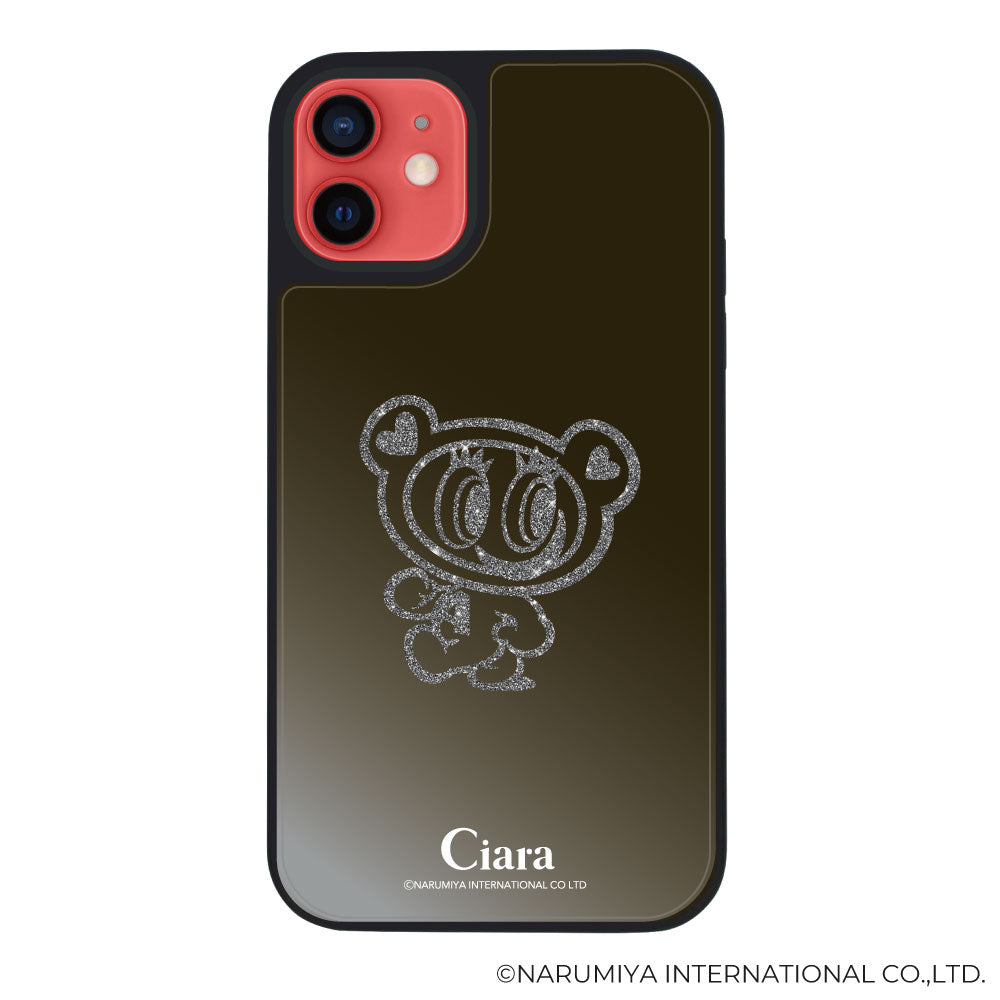 iPhone11 ミラーバンパー ミラー付きケース エンジェルブルー グリッター ブラック