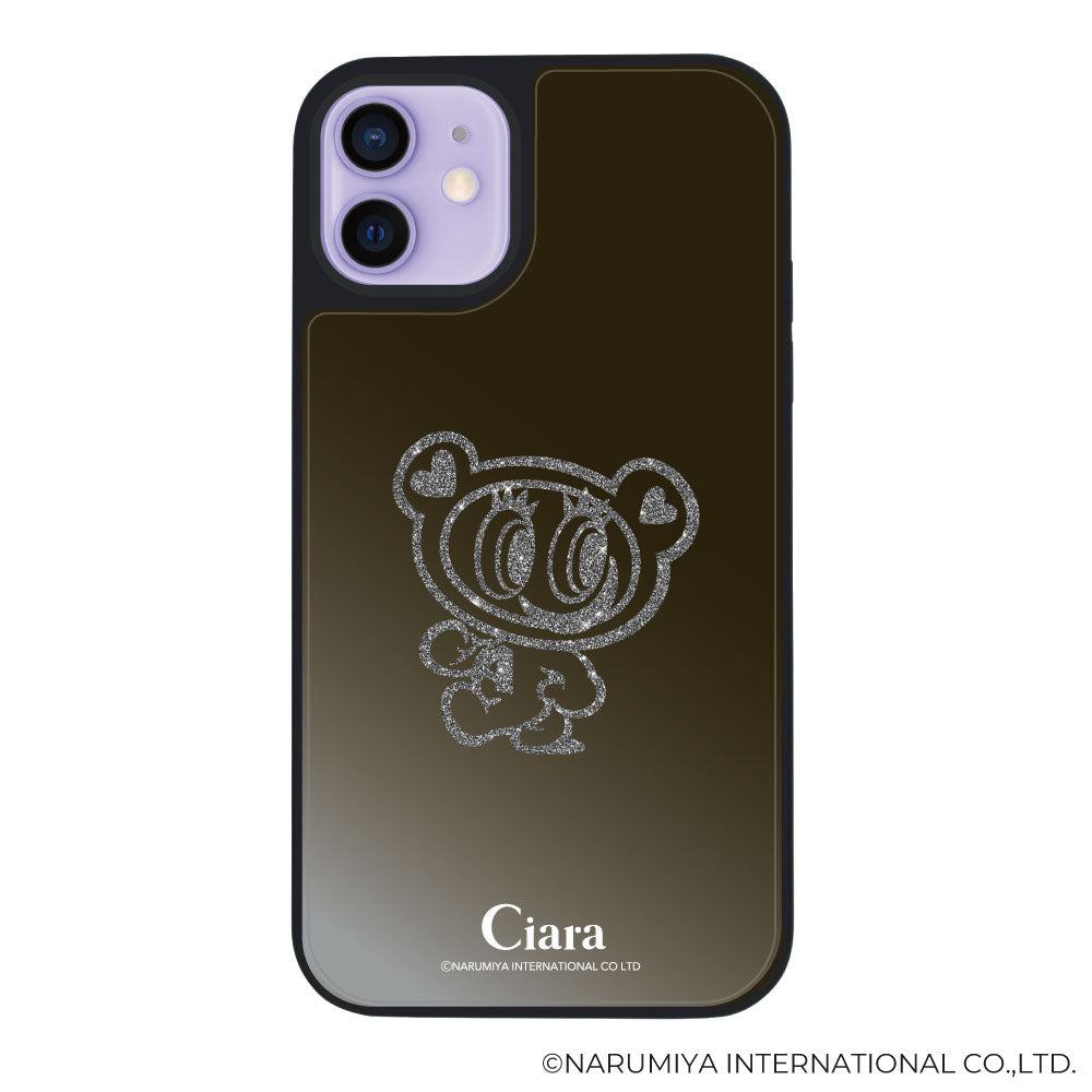 iPhone12/12Pro ミラーバンパー ミラー付きケース エンジェルブルー グリッター ブラック