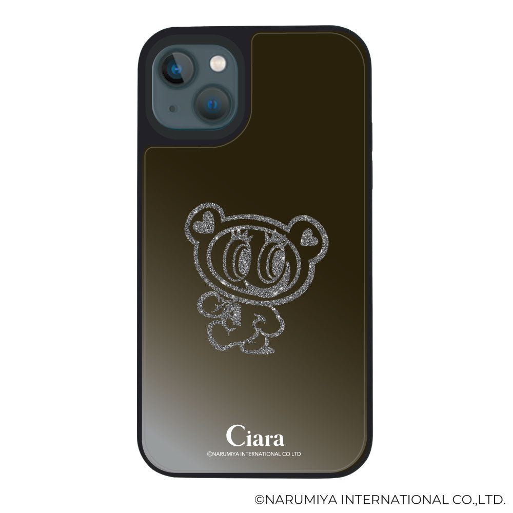 iPhone13mini ミラーバンパー ミラー付きケース エンジェルブルー グリッター ブラック