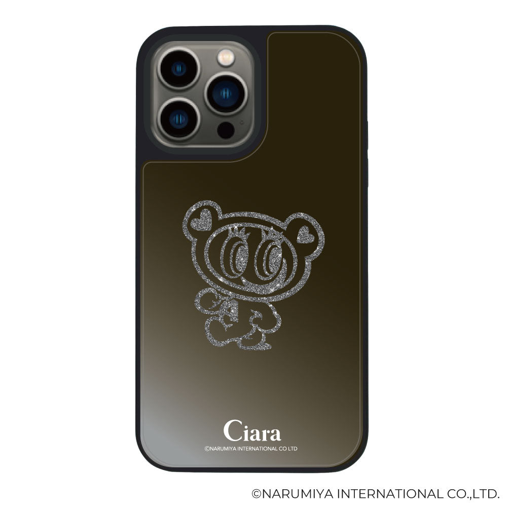 iPhone13Pro ミラーバンパー ミラー付きケース エンジェルブルー グリッター ブラック