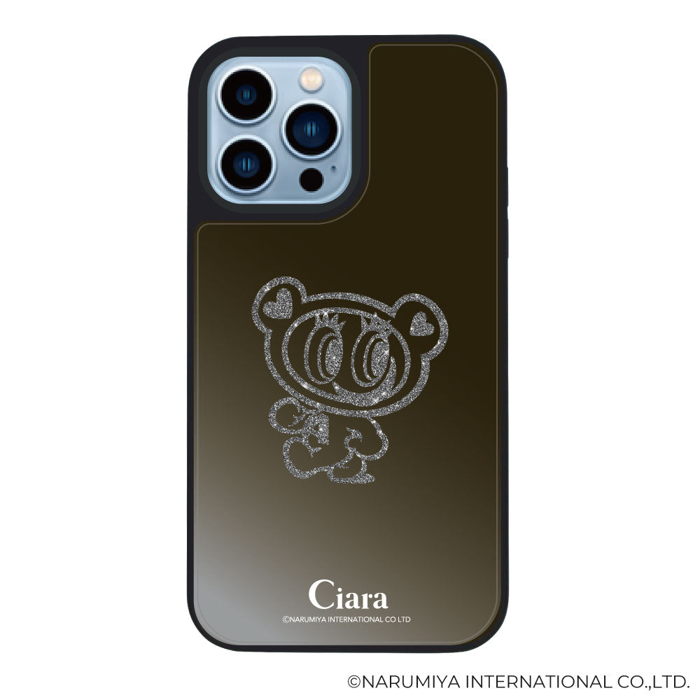 iPhone13ProMax ミラーバンパー ミラー付きケース エンジェルブルー グリッター ブラック