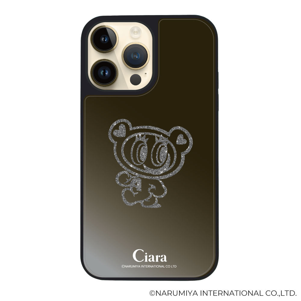 iPhone14Pro ミラーバンパー ミラー付きケース エンジェルブルー グリッター ブラック