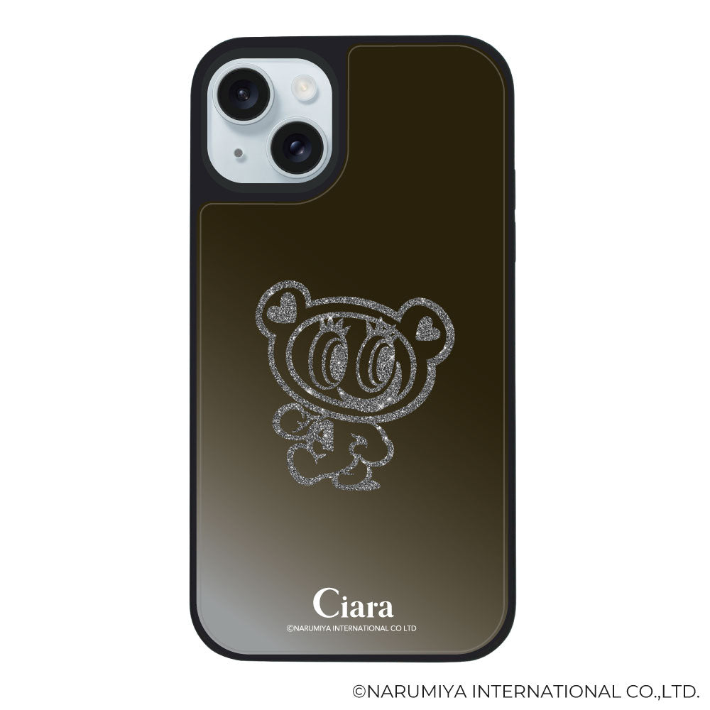 iPhone15Plus/14Plus ミラーバンパー ミラー付きケース エンジェルブルー グリッター ブラック