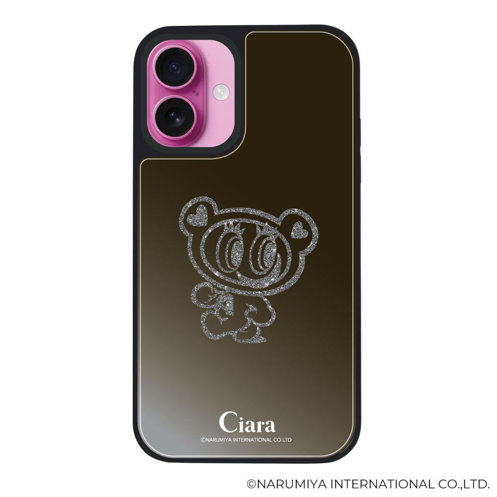 iPhone16Plus ミラーバンパー ミラー付きケース エンジェルブルー グリッター ブラック