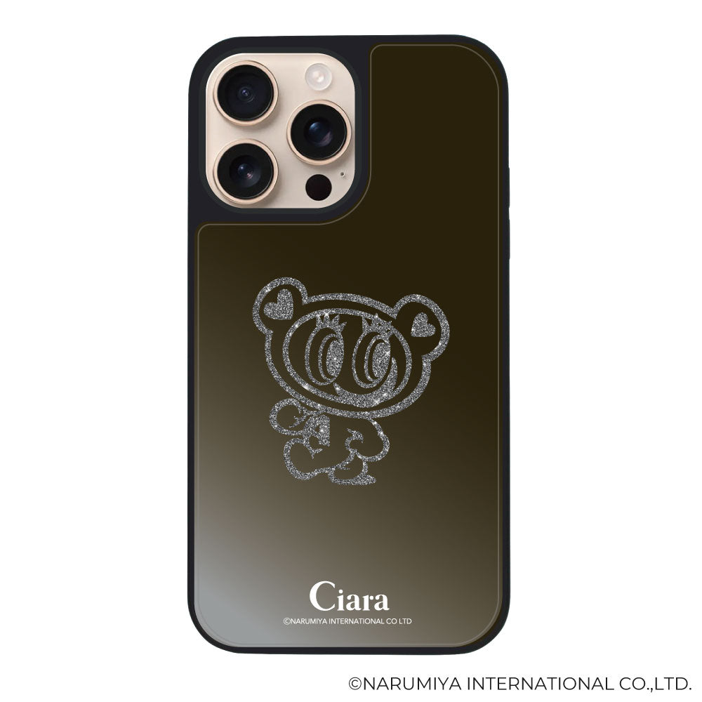 iPhone16Pro ミラーバンパー ミラー付きケース エンジェルブルー グリッター ブラック