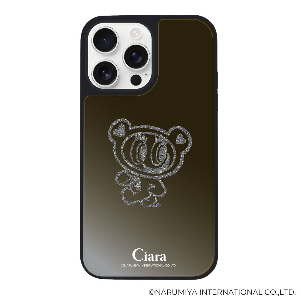 iPhone16ProMax ミラーバンパー ミラー付きケース エンジェルブルー グリッター ブラック