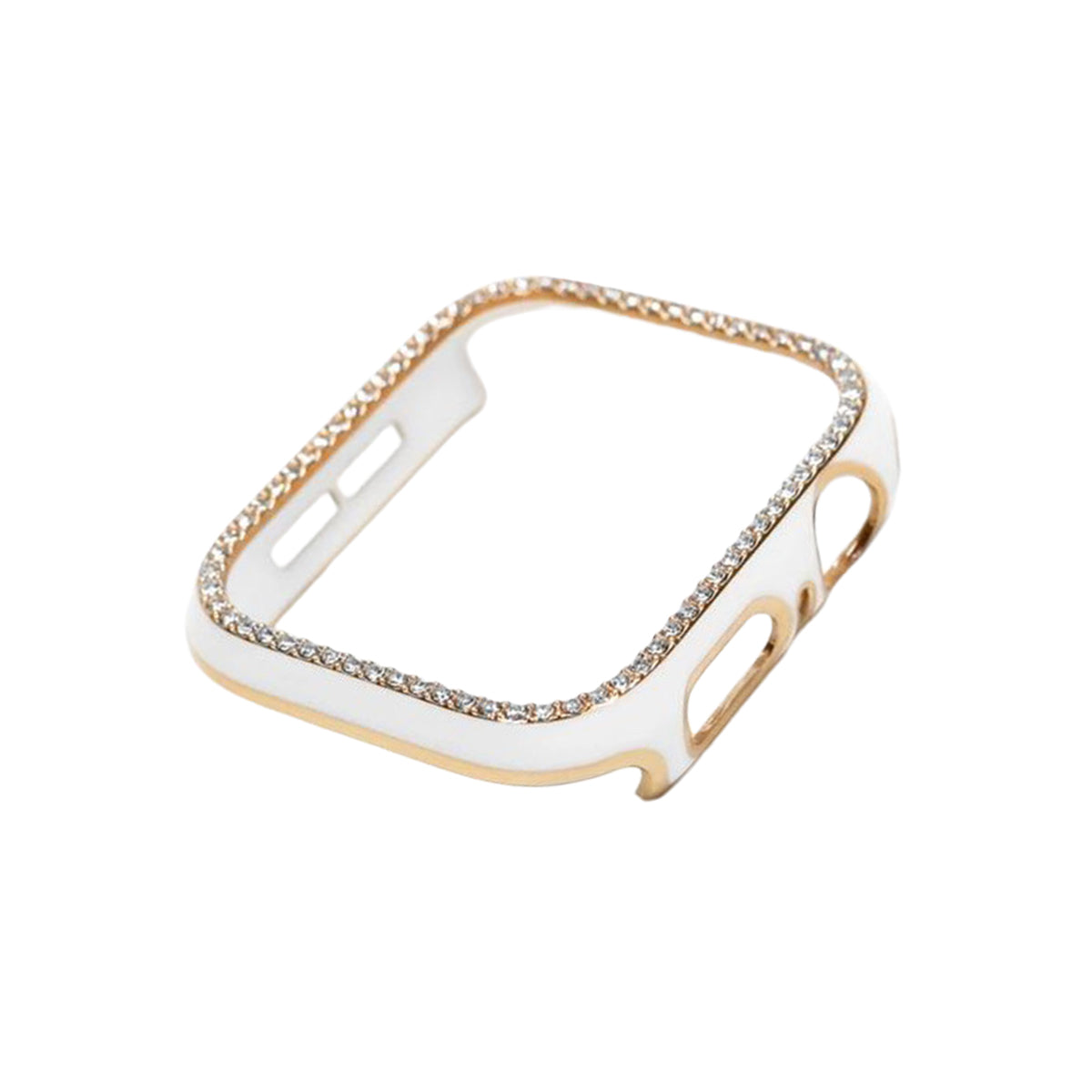 44mm フレームラインストーンアップルウォッチカバー ホワイト/ローズゴールド