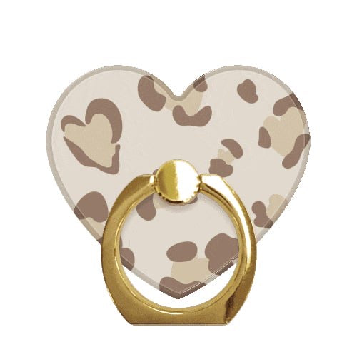 スマホリング  ハート ハートレオパード BeigeGold