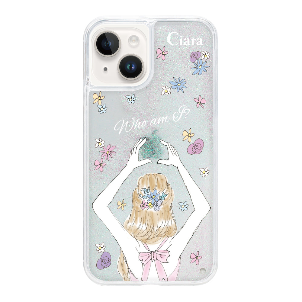 iPhone14 グリッター オイルクリアケース バックショット ピンク