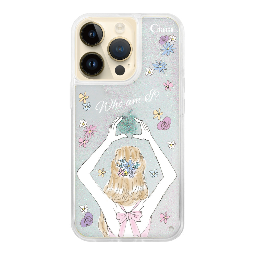 iPhone14Pro グリッター オイルクリアケース バックショット ピンク