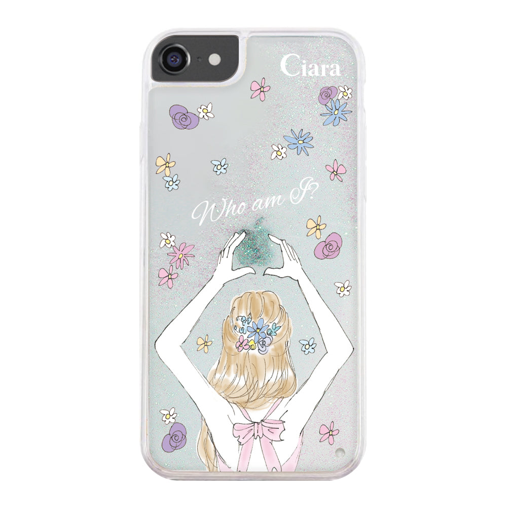 iPhone6/7/8 グリッター オイルクリアケース バックショット ピンク