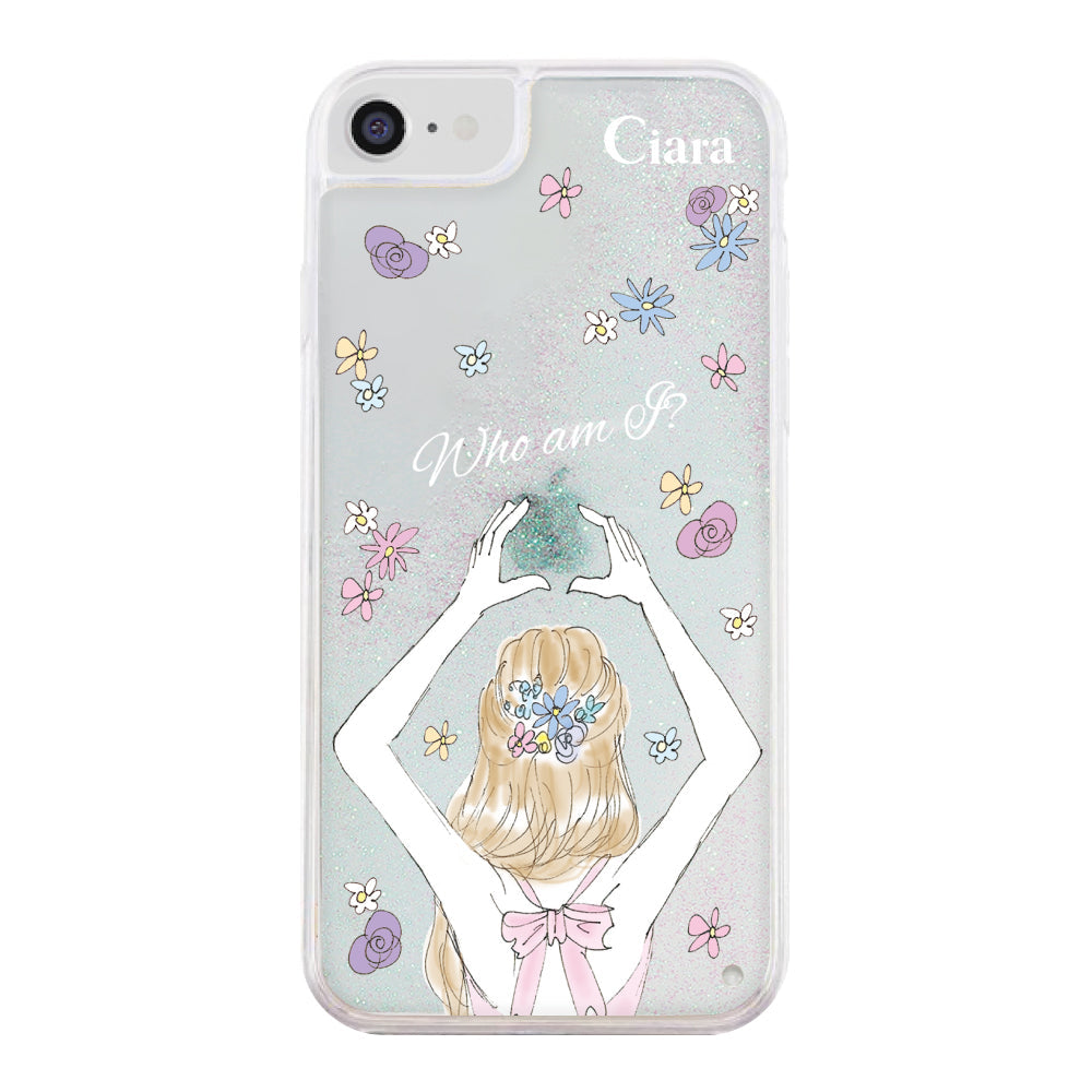 iPhoneSE2/SE3 グリッター オイルクリアケース バックショット ピンク