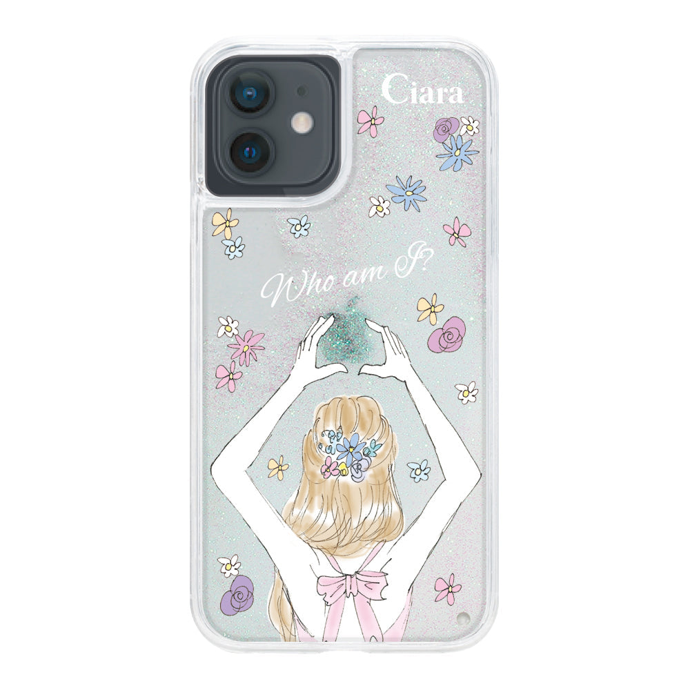 iPhoneXR グリッター オイルクリアケース バックショット ピンク