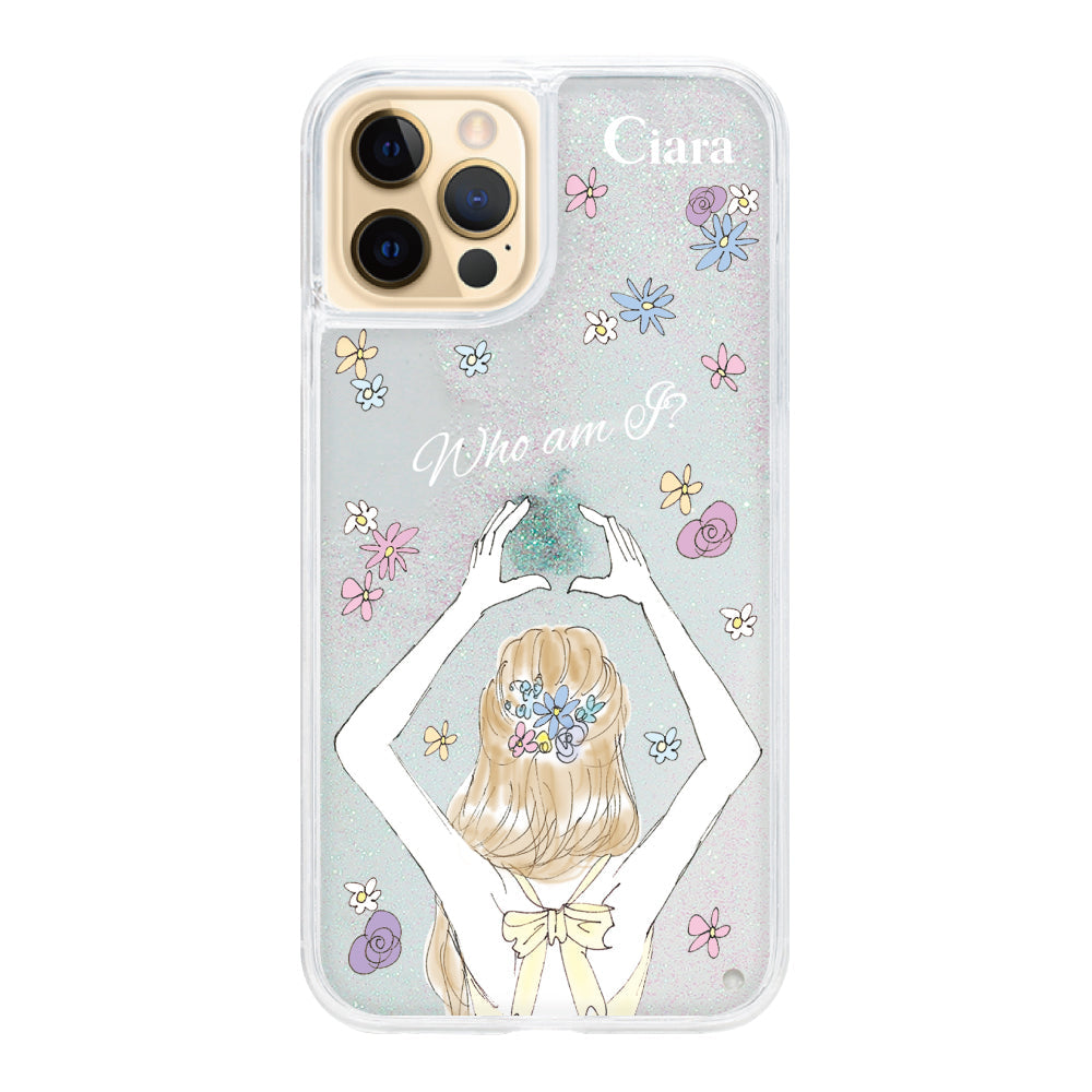 iPhone11ProMax グリッター オイルクリアケース バックショット イエロー